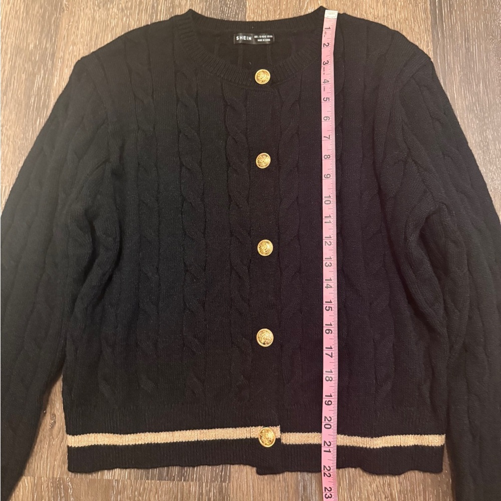 SHEIN Black Cardigan with Gold Buttons - Picture 6 of 8
